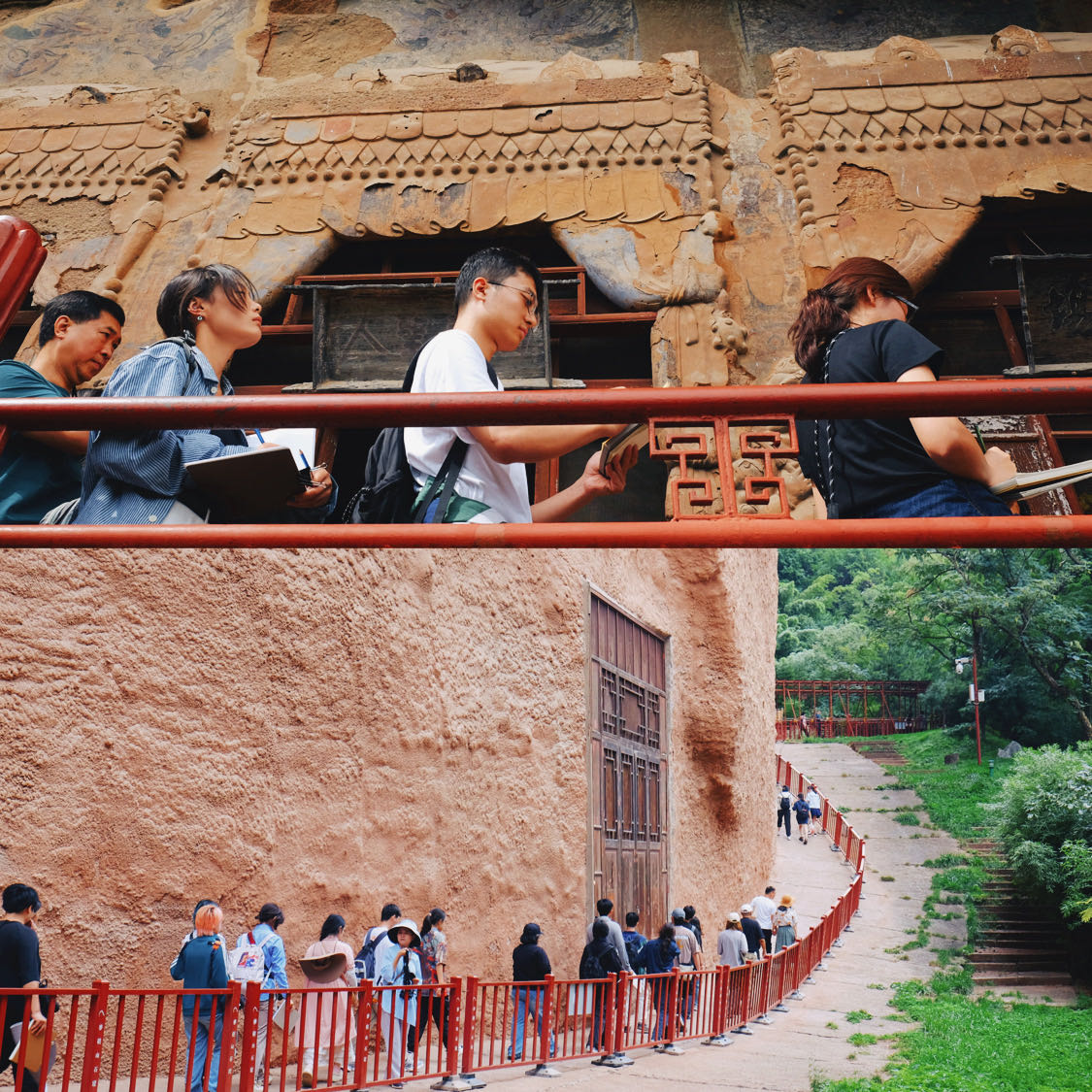 20240911-华体会娱乐平台美术学院《专业考察》课程开设30周年专题研讨会举行-师生一行前往麦积山石窟实考察-胡思凡.jpg